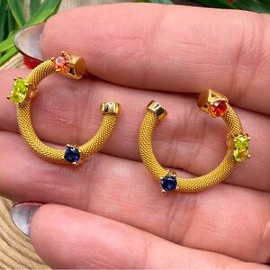 - Earrings mesh sterling silver gold 925